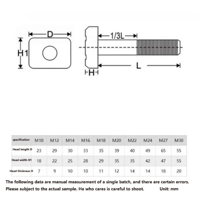 12.9 Level High Strength T-shaped Screw Square Head Mold Pressure Plate Bolt M12 M14 M16 M18 M20 Punching Machine Fastener