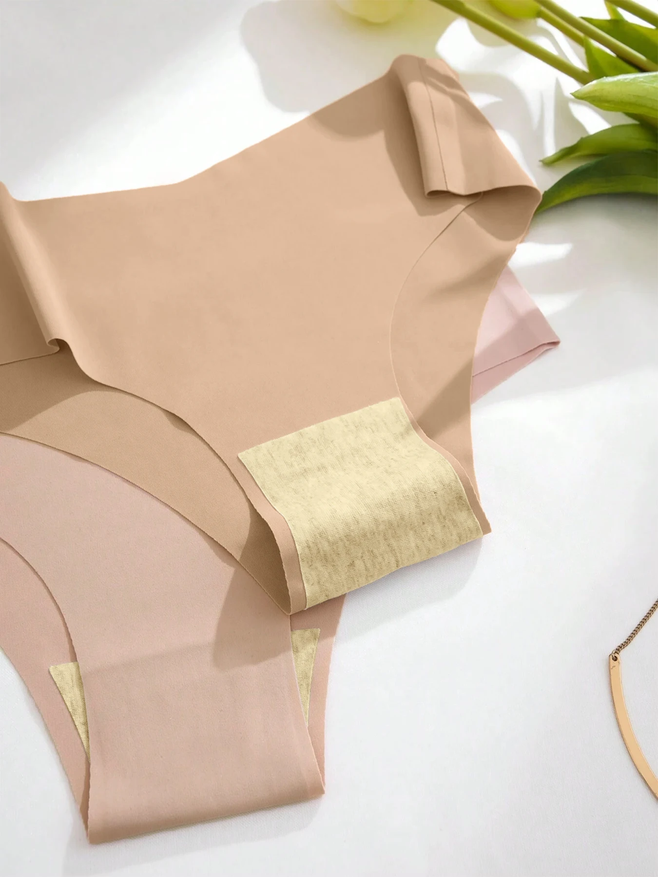 5-teiliges Set Damen-Slips mit niedrigem Bund, nahtlos, einfarbig, unsichtbare Komfortunterwäsche – Detail 6