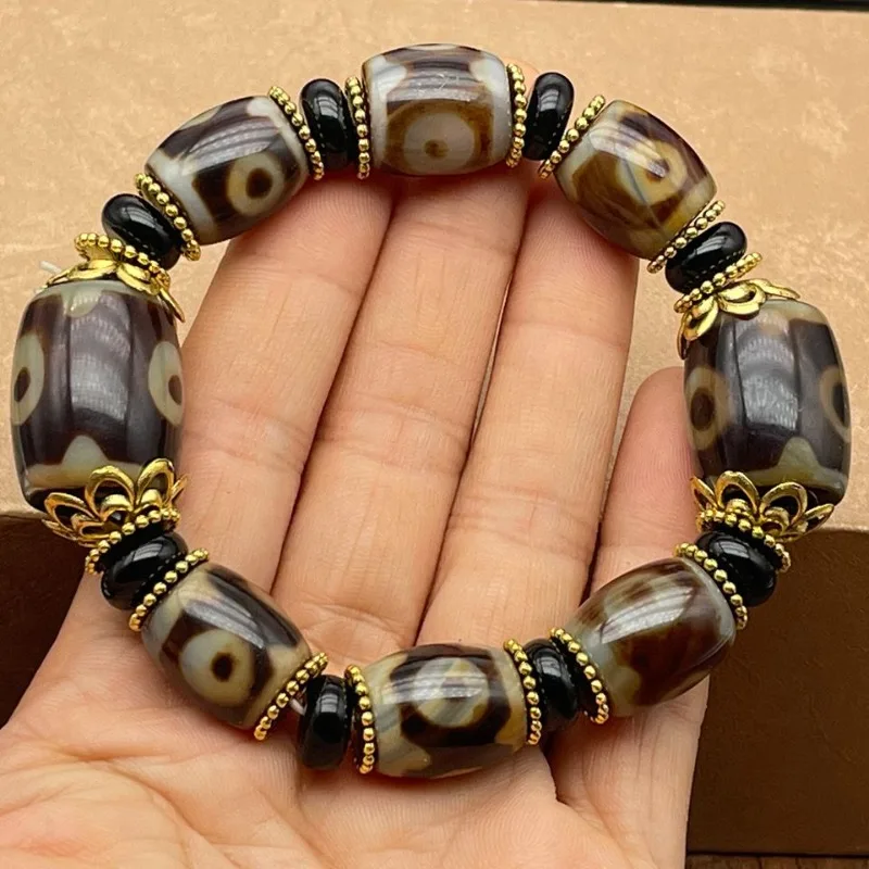 

Браслет из бисера Дзи, браслет из натурального агата, простые ювелирные изделия из мужских и женских круглых бусин