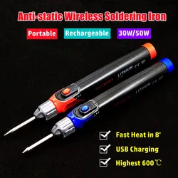 YPS-30W YPS-50W Rechargeable Fast Thermoelectric Soldering Iron Antistatic Wireless Lithium Battery Fast Heating Soldering Pen