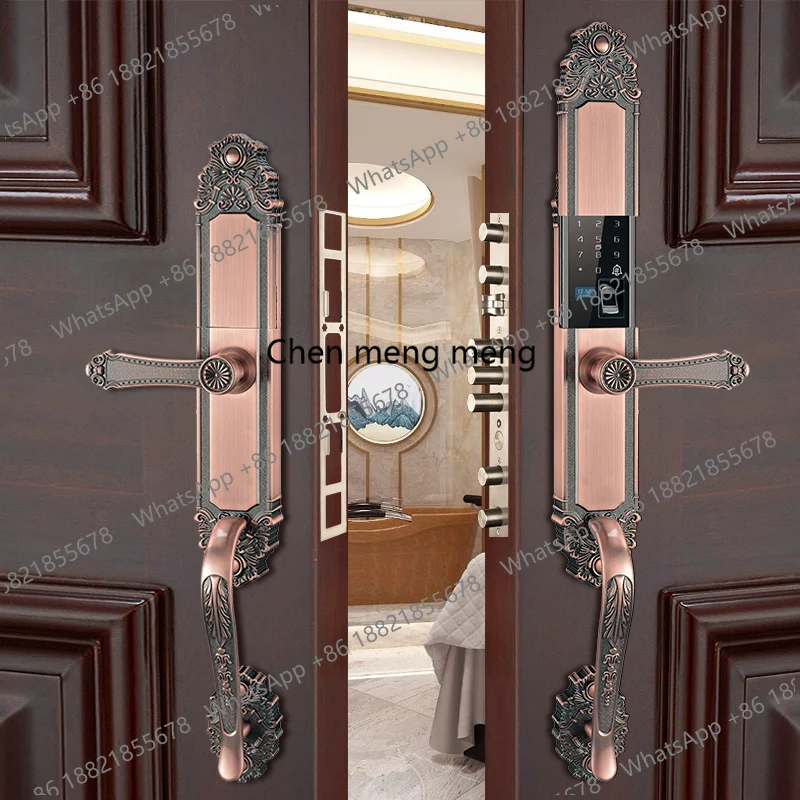 Villa door fingerprint lock household anti-theft double door password lock European high-end home copper door smart lock