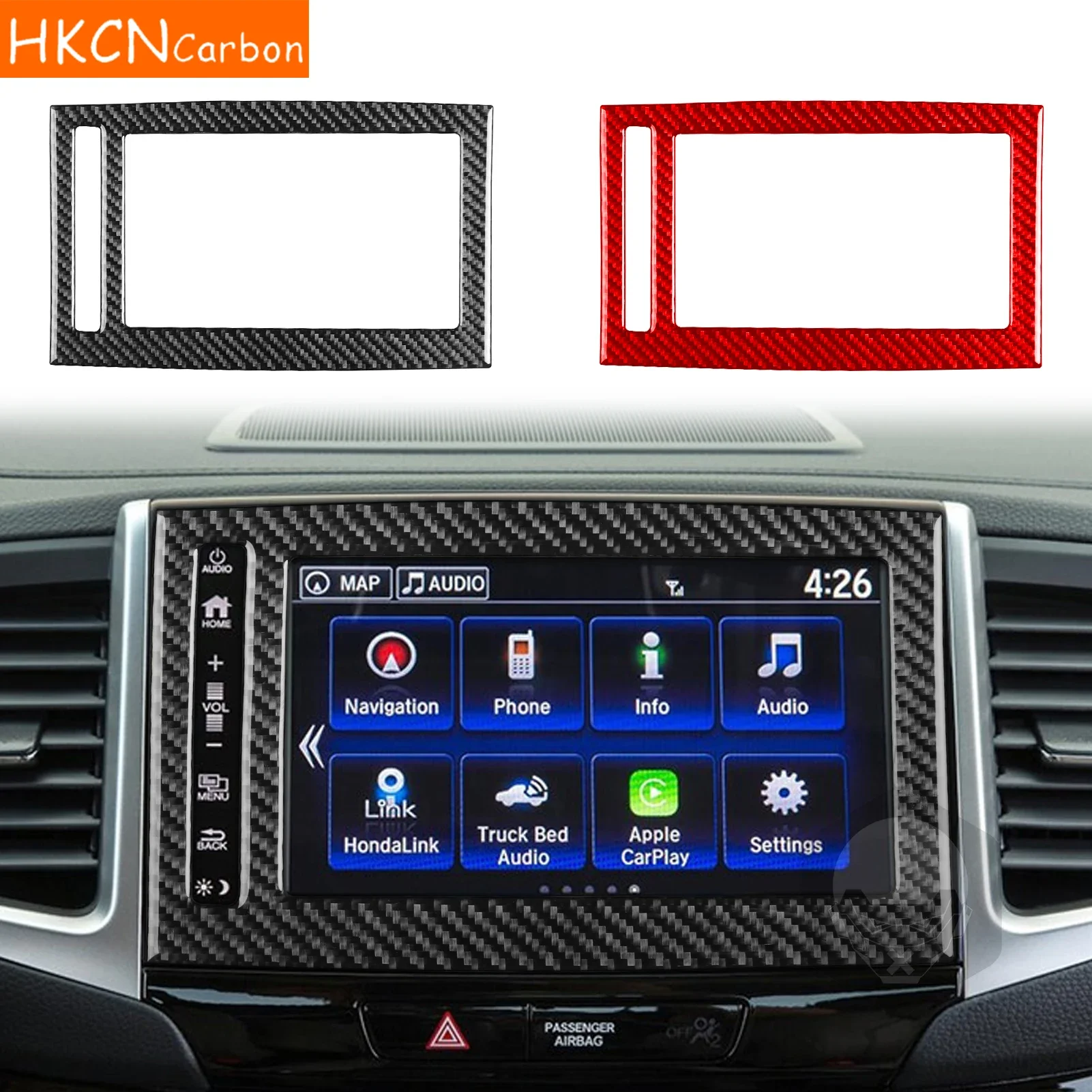 For Honda Ridgeline Pilot Passport Car Accessories Carbon Fiber Navigation Carplay Frame Interior Cover Trim Modified Sticker