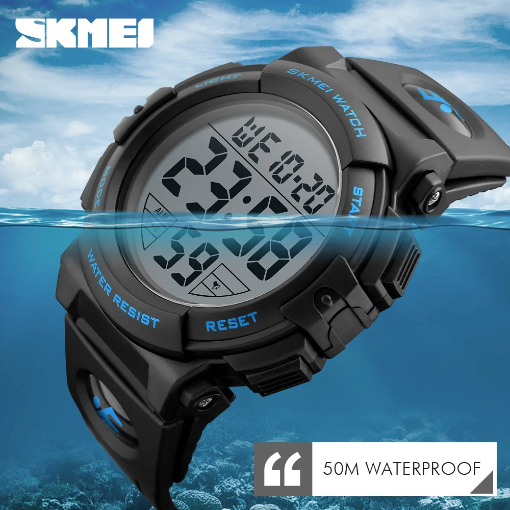 SKMEI 1258 Relogio Masculino Fashion Outdoor Sport Watch Men Multifunction Watches Military 5Bar Waterproof Digital Watch