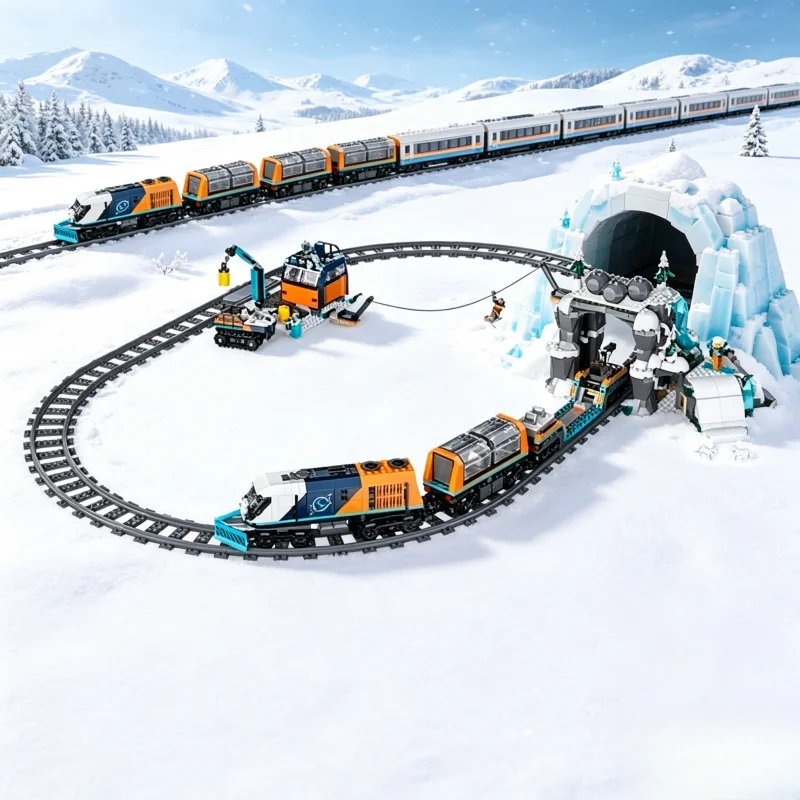 Neues MOC Schneezug-Fahrzeugmodell, Heimdekoration, Feiertags- und Geburtstagsgeschenk