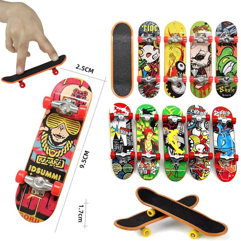 

Stress Relief Fingerboard Mini Skateboard Toy Cool Graffiti Alloy Stand Professional Novelty Gift for Kids Adults Birthday