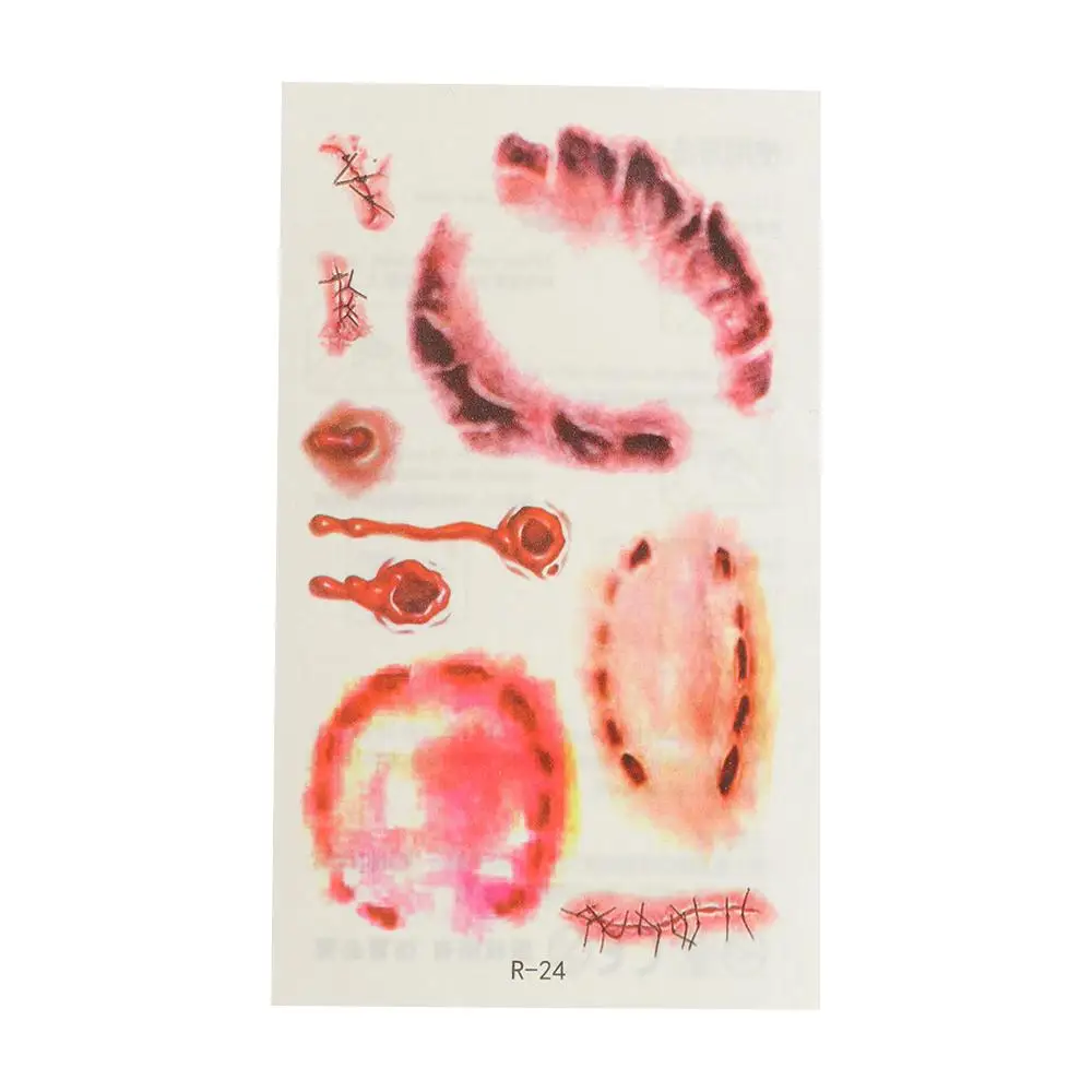 

Stickers Makeup Props Blood Injury Sticker Waterproof Temporary Tattoos Stickers Halloween Horror Scars Water Transfer Slider