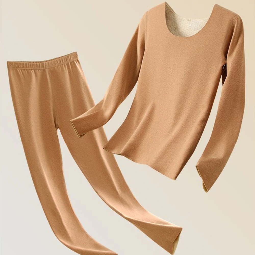 Women\'s Thermal Underwear Set Seamless Patch Double Layer Thick Woman Winter Clothing Thermal Shirt Warm Pants Sets Lingerie Set