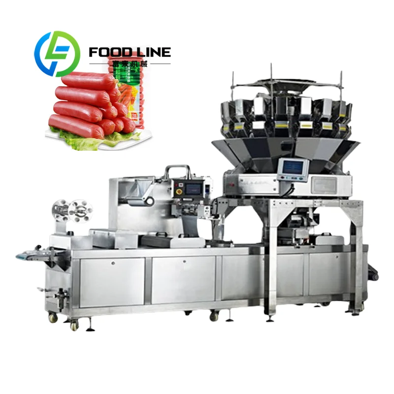 Automatic Meat Thermoforming Packing Sealing Machine Plastic Tray Sausages Vacuum Packaging Machine customize