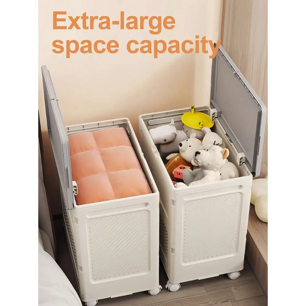 Storage Bins With Lids, Plastic Storage Containers With Universal Wheels, Storage Cabinet, Collapsible Storage Bins Closet Orga