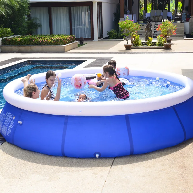 Piscina inflable redonda de PVC para niños, 180x73cm, para el hogar, al aire libre, Red con Clip, cojín grueso