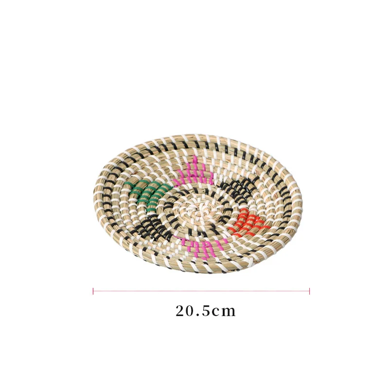 Large /Medium /Small Round Home NewYear Decoration Ornament Plate Wall Pendant Creativity Handmade Sea Grass Woven Dress Up 2022