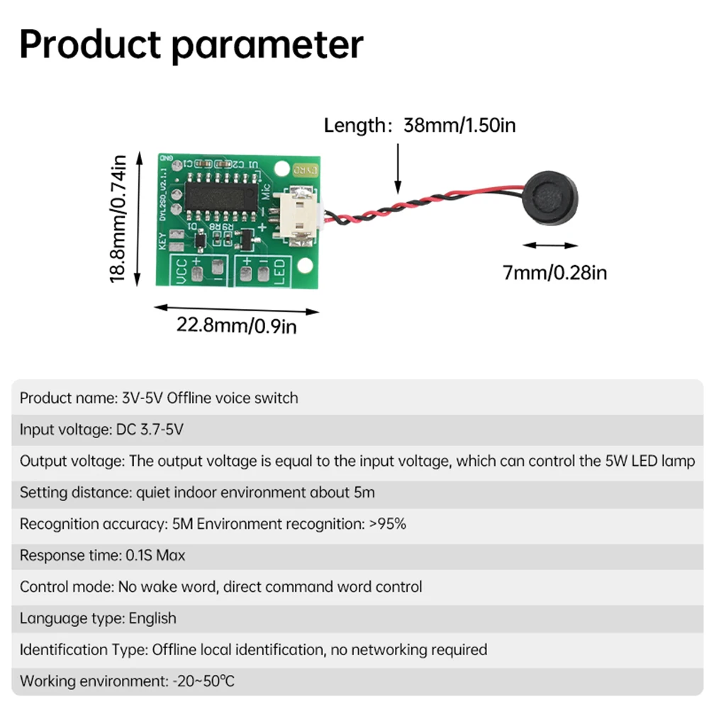 DC 3V~5V Voice Controlled Night Light Switch Circuit Board Circuit Driver Board for Bedside Lamp LED Reverse Polarity Protection