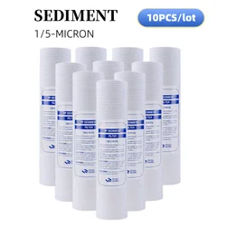 10pcs 10 INCH 1&5 Micron PPF/Sediment Water Purifier Front Filter Cartridge Replacement  Reverse Osmosis