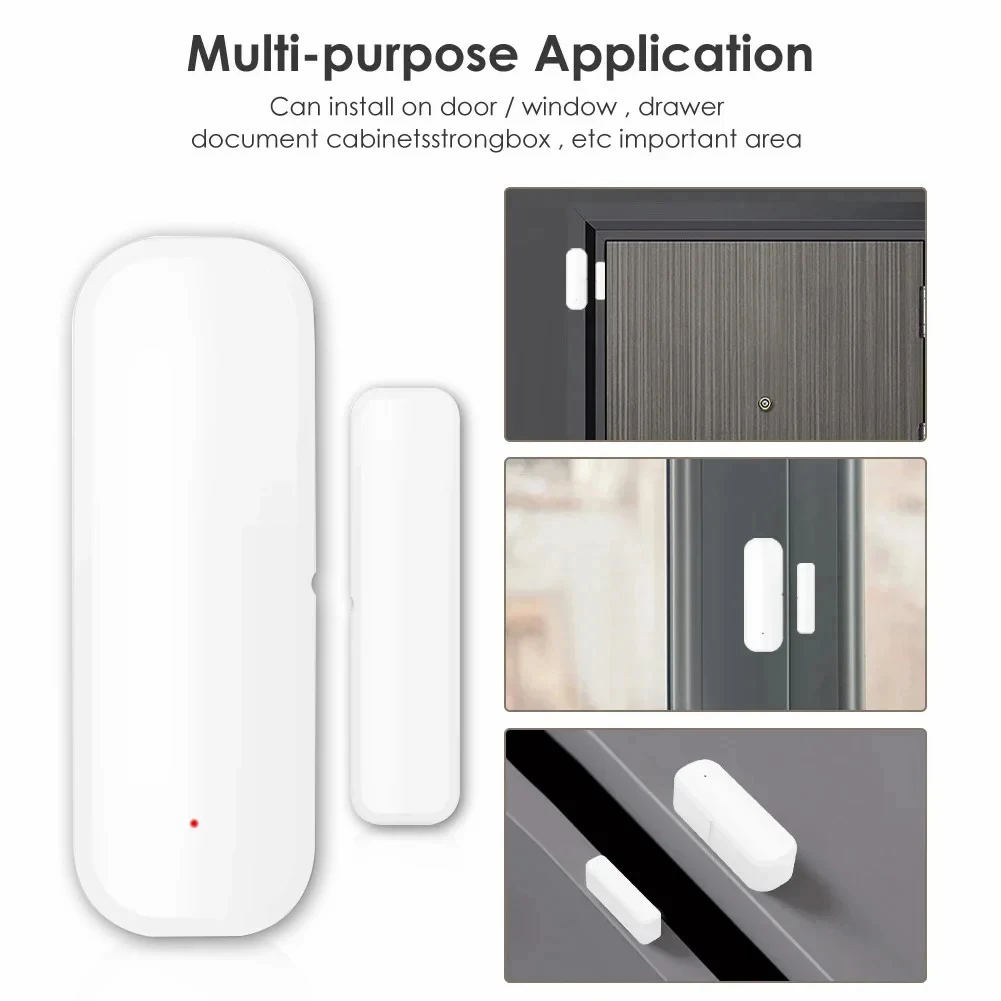 Tuya-Sensor sem fio Smart Door Open Alert, Notificação App, Sensor magnético, Home Burglar Alarm System com Alexa, Smart Life