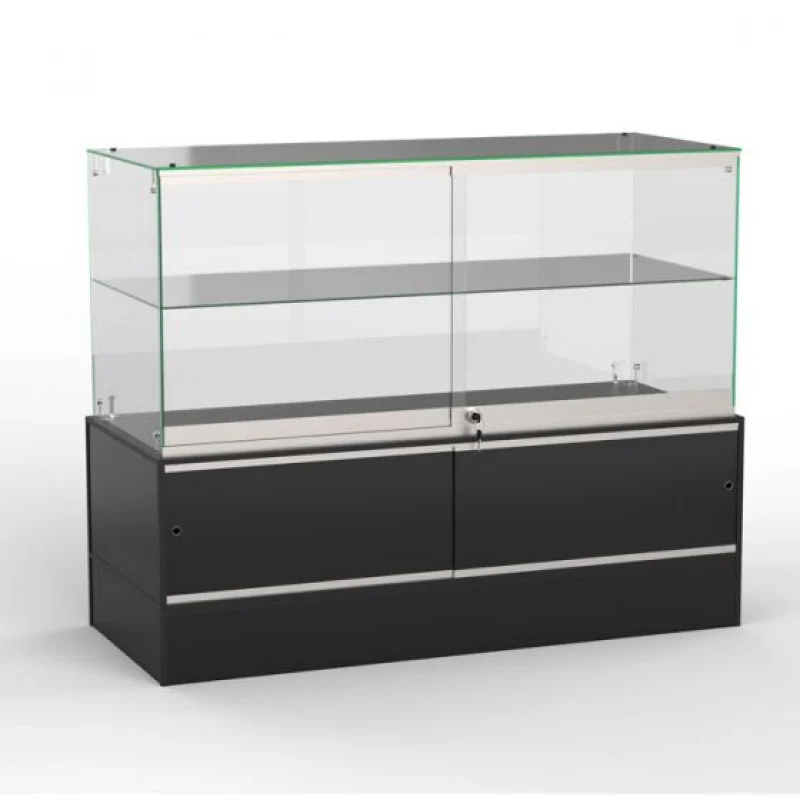 

customized.Frameless Glass Display with Storage Cabinet Lockable Display Counter Glass Showcase Jewelry