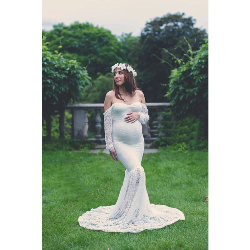 

Lace Maternity Dresses for Photo Shoot Long Dress Mermaid Gown Color Dress for Baby Shower Pregnancy Dress Photography