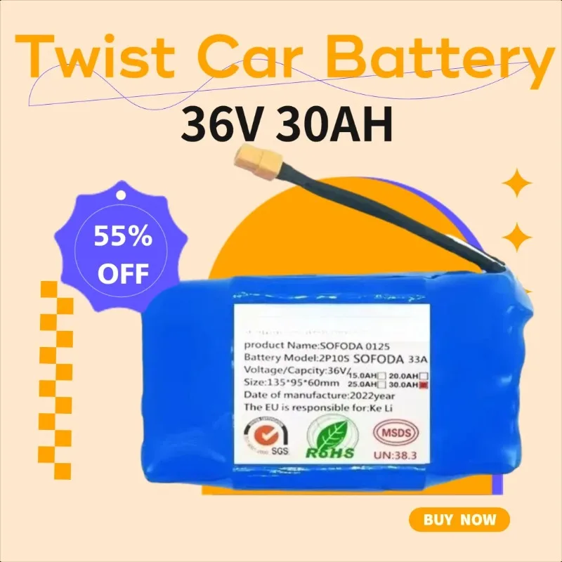 

Twist Car Battery 36V 30AH 10S2P Lithium Battery Pack 18650 Power Battery