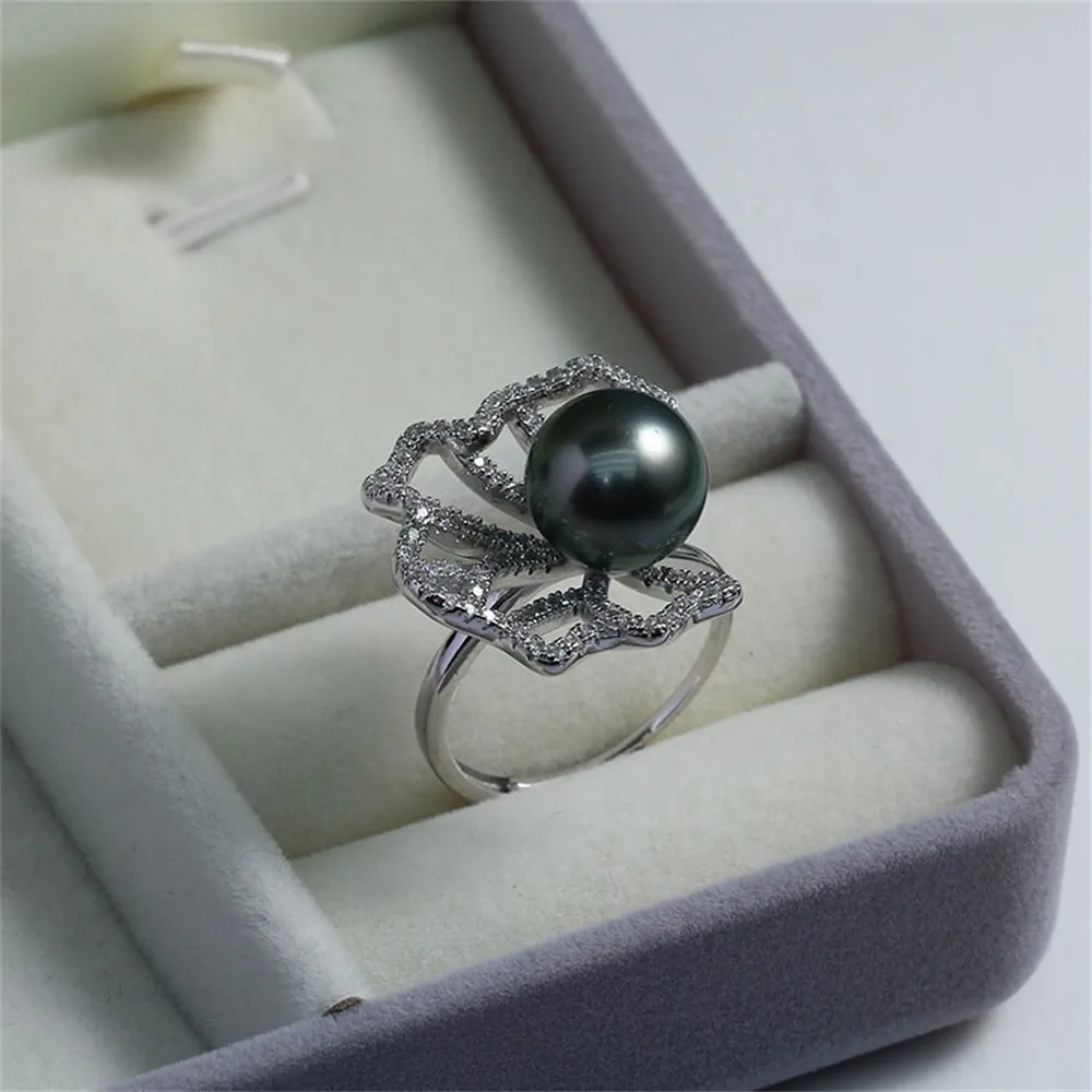Solid S925 Sterling Silver Pearl Ring Settings Findings & Accessories - for Jewelry Making Bulk Wholesale Craft Supplies 8-10mm