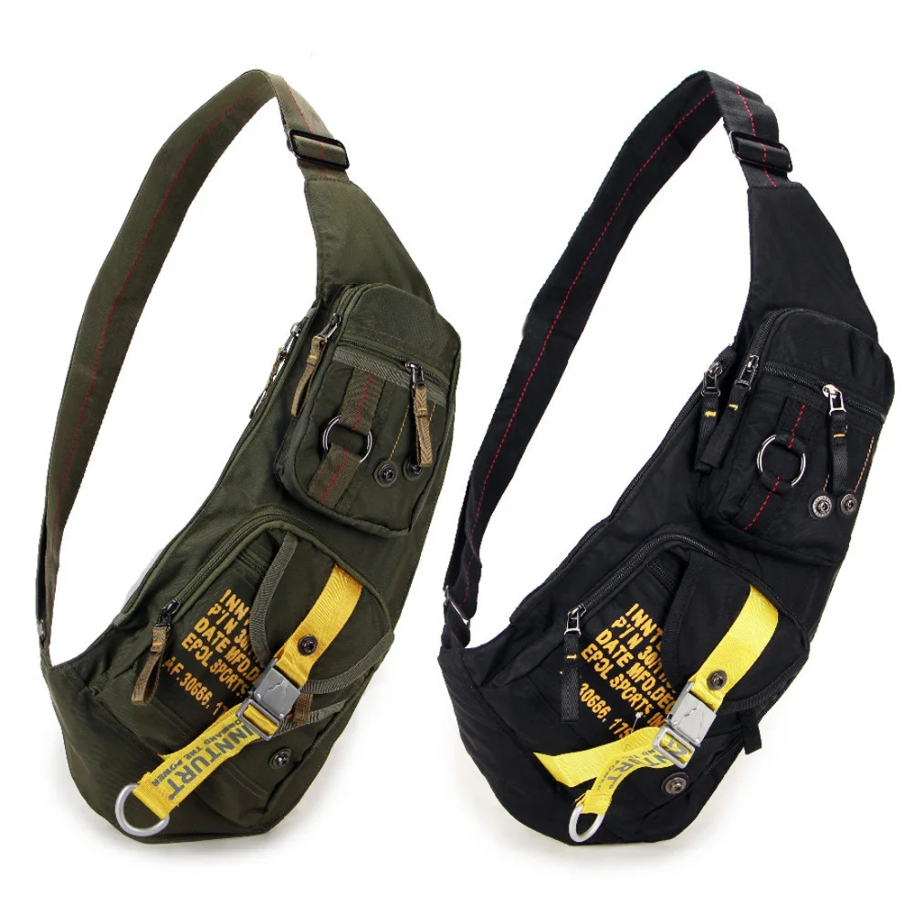 Mochila de nailon de alta calidad para hombre, en la espalda de un hombro morral, impermeable, estilo militar, informal, bandolera