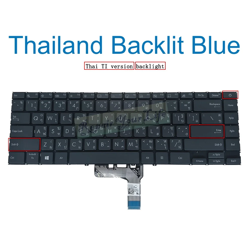 Imagem -04 - Teclado Retroiluminado para Asus Zenbook Ux425 Um425 Um425i Um425ia Um425qa Um425uaz Ux425ja Ukr Tailandês Eua Inglês