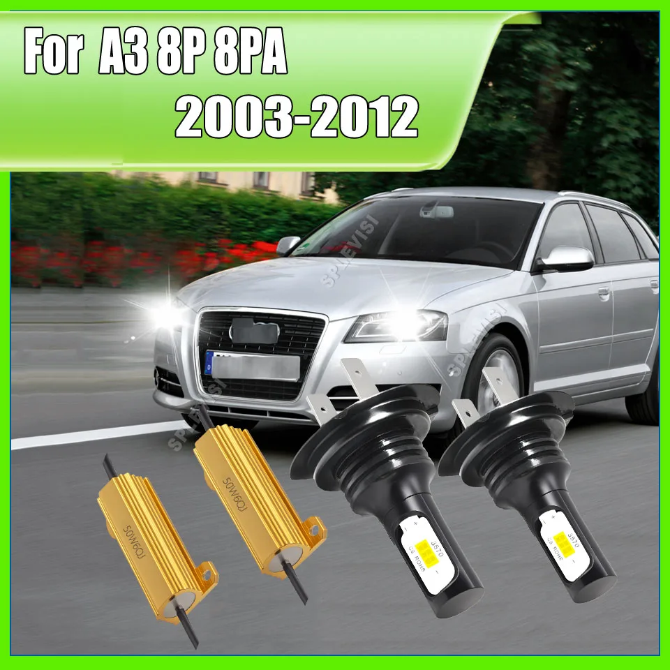 

H7 Fanless LED Headlight Low Bulb Error Free Kit For AUDI A3 8P 8PA 2003 2004 2005 2006 2007 2008 2009 2010 2011 2012