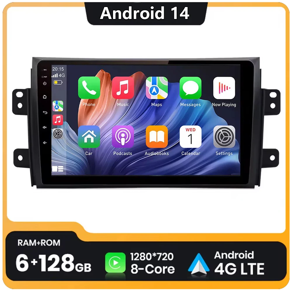 

For Suzuki SX4 2006 - 2013 for Fiat Sedici Multimedia Video Player Navigation GPS 2 Din Carplay Stereo Android 14 Car Radio