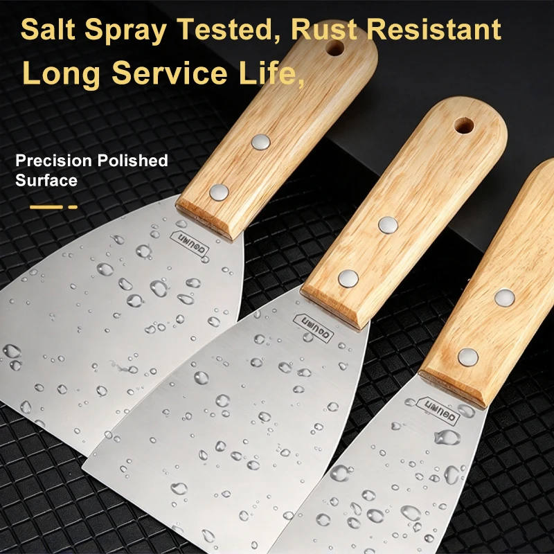 1-5 Inch Putty Knife Set Stainless Steel Blade Wooden Handle Cleaning Scraper For Removing Adhesive Paint Wall Repair Home DIY