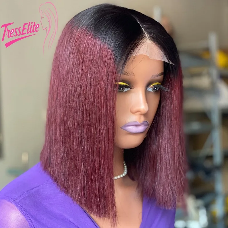 

Premium Gluesswigs DD Bone Straight Human Hair T1B/99J Brazilian Virgin Remy Pre Plucked Baby Hair High Quality100% Unprocessed