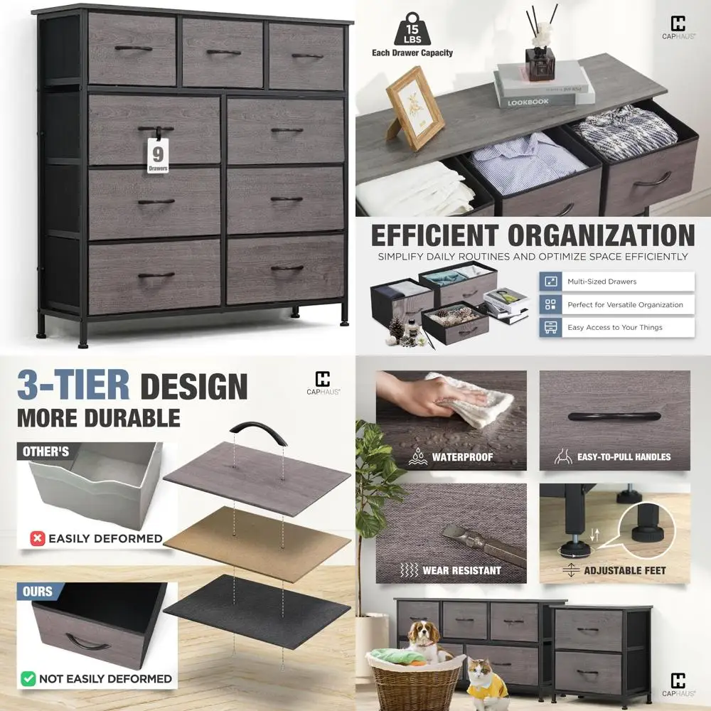 وحدة تخزين الغسيل مع 9 صناديق قماش، منظم فرز، خزانة ذات أدراج، سطح لوحة P2 وقماش، حل موفر للمساحة #1