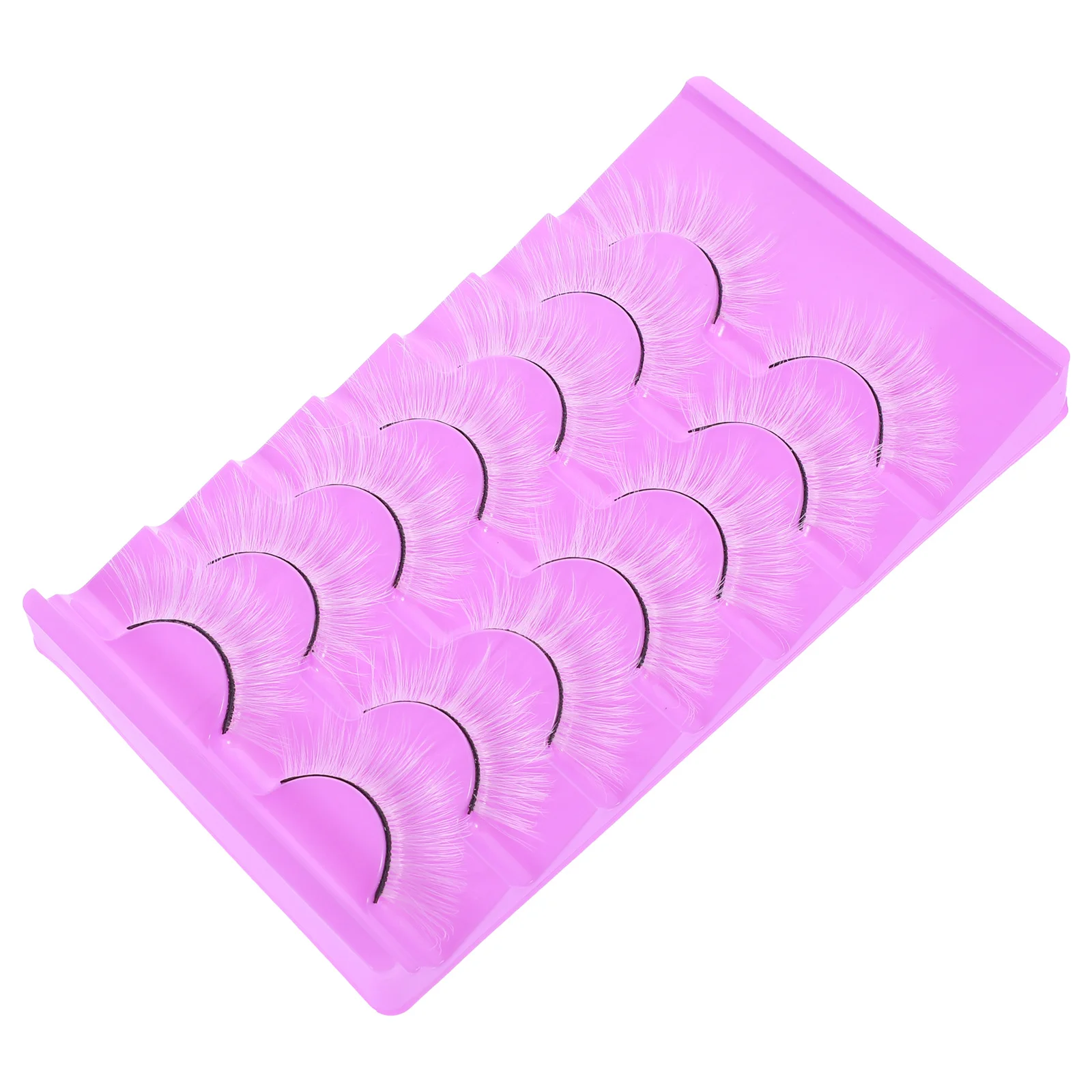 7 أزواج من الرموش الصناعية البيضاء ذات المظهر الطبيعي سهلة الارتداء، تصميم منحني للحفلات التنكرية، رموش صناعية للنساء