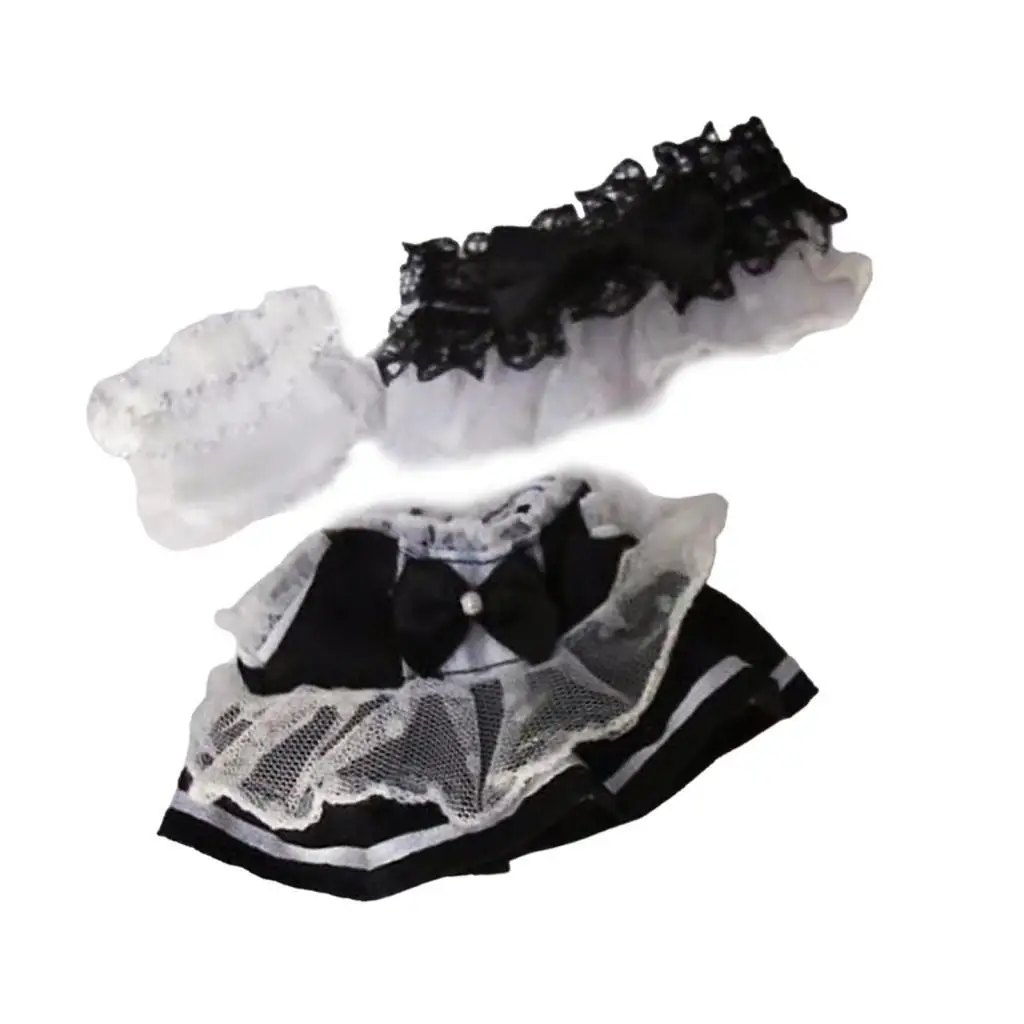 

Plush Doll Maid Outfit Cosplay Costume, DIY Fashion Educational Photo Props with Headdress Make Your Own Dolls for 17cm