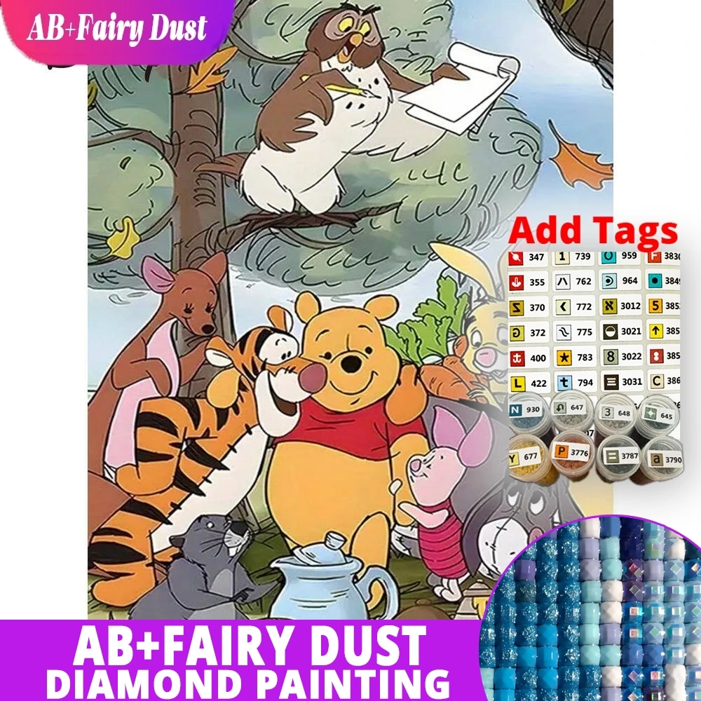 

AB Fairy Dust Disney Bear Алмазная вышивка Винни Пух DIY Мозаика Мультфильм Набор Картина Тигр Акриловые принадлежности для рукоделия Стена A