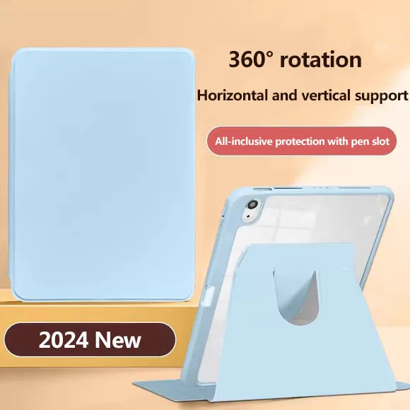 Rotation Acrylic Case For Samsung Galaxy Tab S10 Plus S10+ 12.4 S9 FE Plus A9 S8 S7 FE A8 S6 Lite Smart Cover With Pen Slot