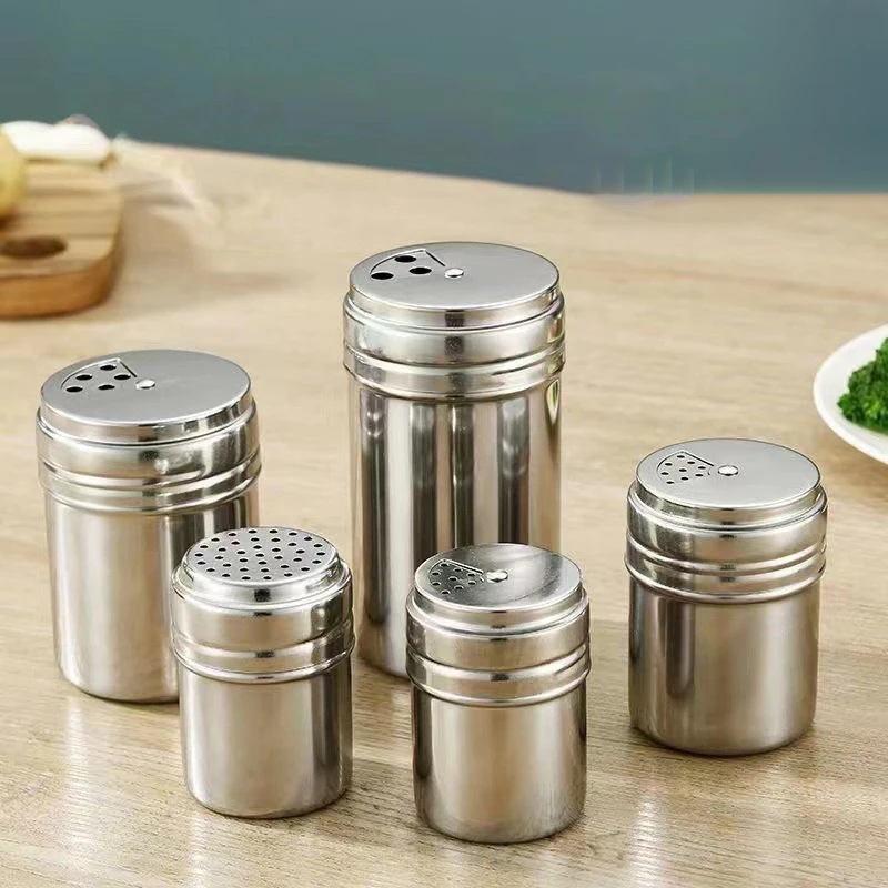 

F5 Flavor Bottles Seasoning Container Set Stainless Steel Spice Jars Spices Organizer Kitchen Sugar Jar Bbq Salt Pepper Set