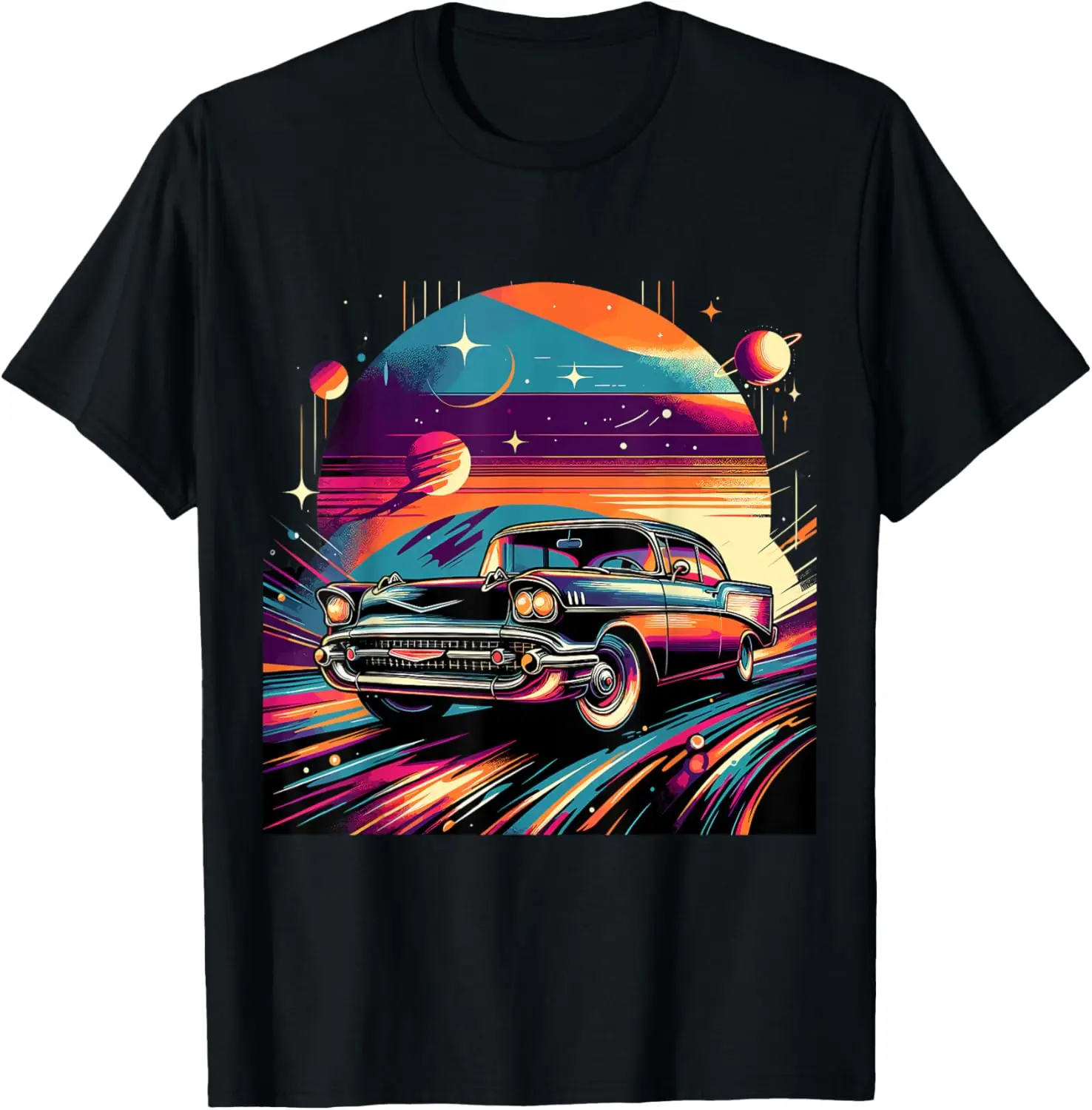 

Vintage Voyager — футболка Classic Car Meets Space Vector