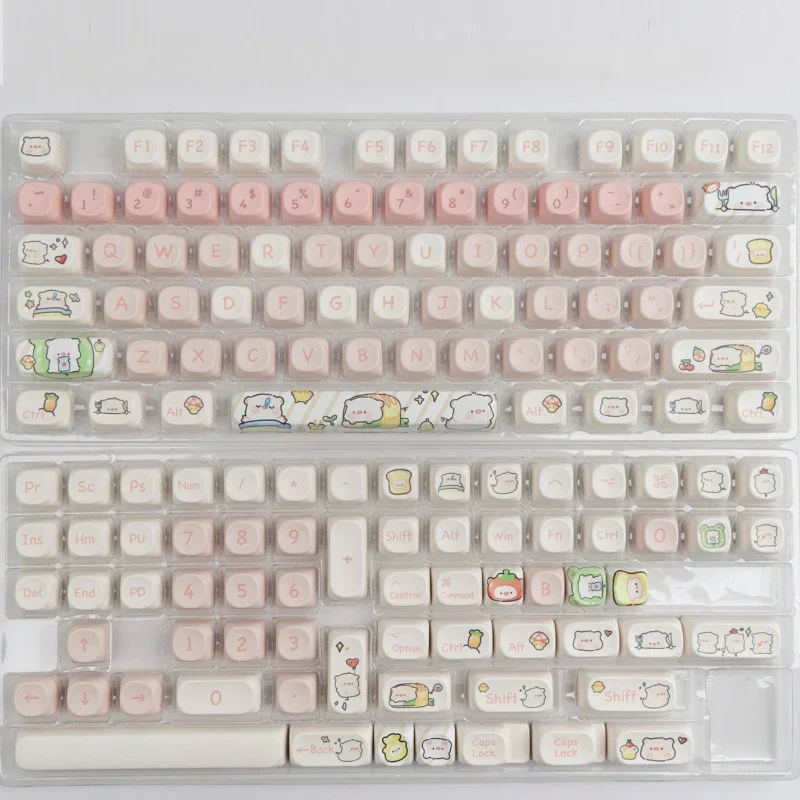 Imagem -05 - Teclas Rosa Leitão Moa Perfil Keycaps Pbt Sublimação de Tinta Perfil Moa para mx Switch Gaming Teclado Mecânico Keycap 140