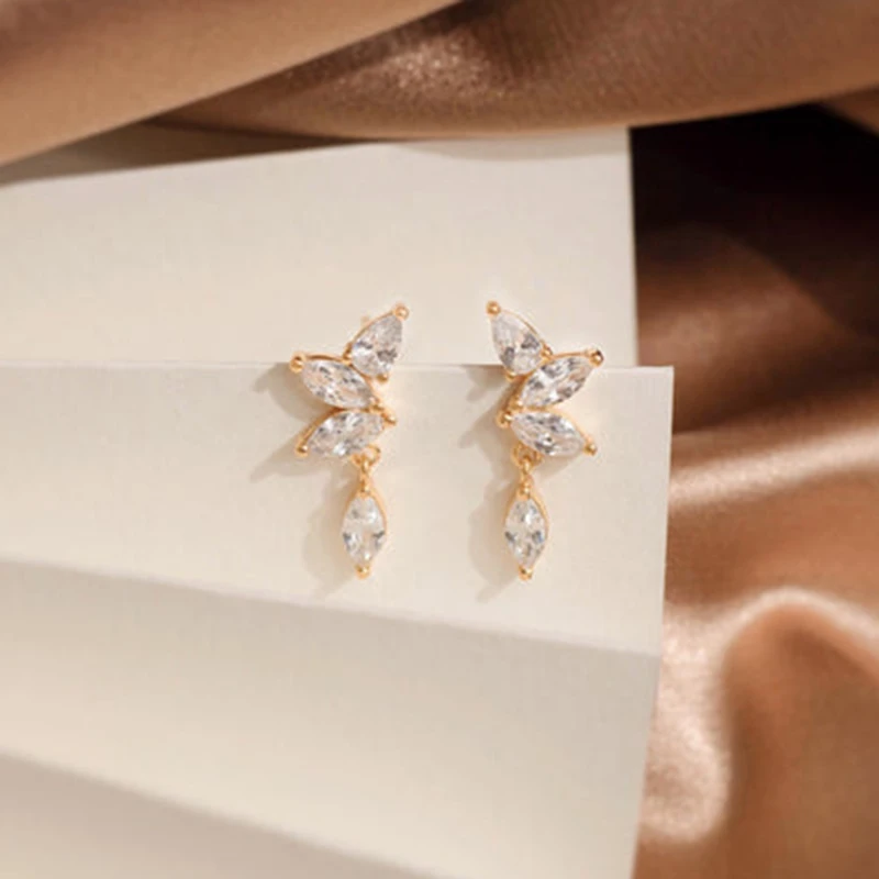 1 Pair 925 Sterling Silver Needle Colorful Crystal Flower Stud Earrings for Women Luxury Geometry Piercing Earrings Fine Jewelry