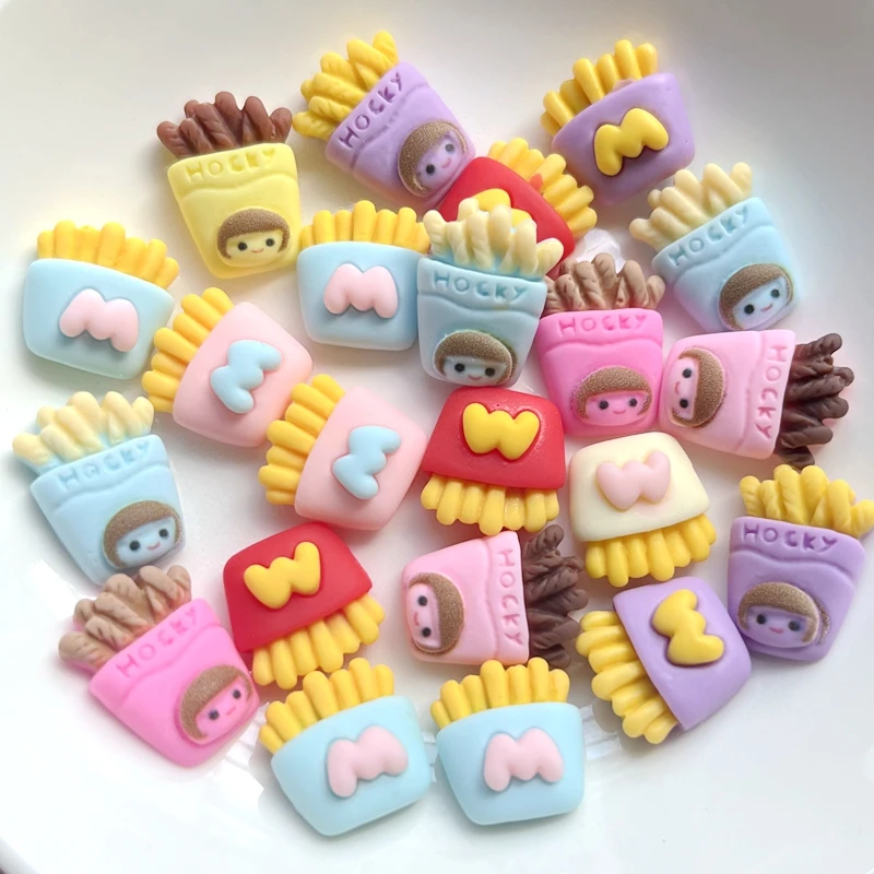 20pcs  new mini cartoon cute Kawaii French fries Flat back Resin Cabochon Scrapbook DIY jewelry charm accessories