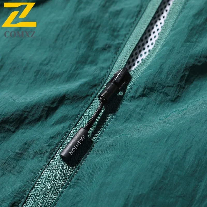 سترة COMXZ للرجال بياقة واقفة مميزة للمشي لمسافات طويلة والسفر ومريحة للدراجات النارية على طراز الشارع ملابس خريفية خفيفة الوزن ومتينة #5