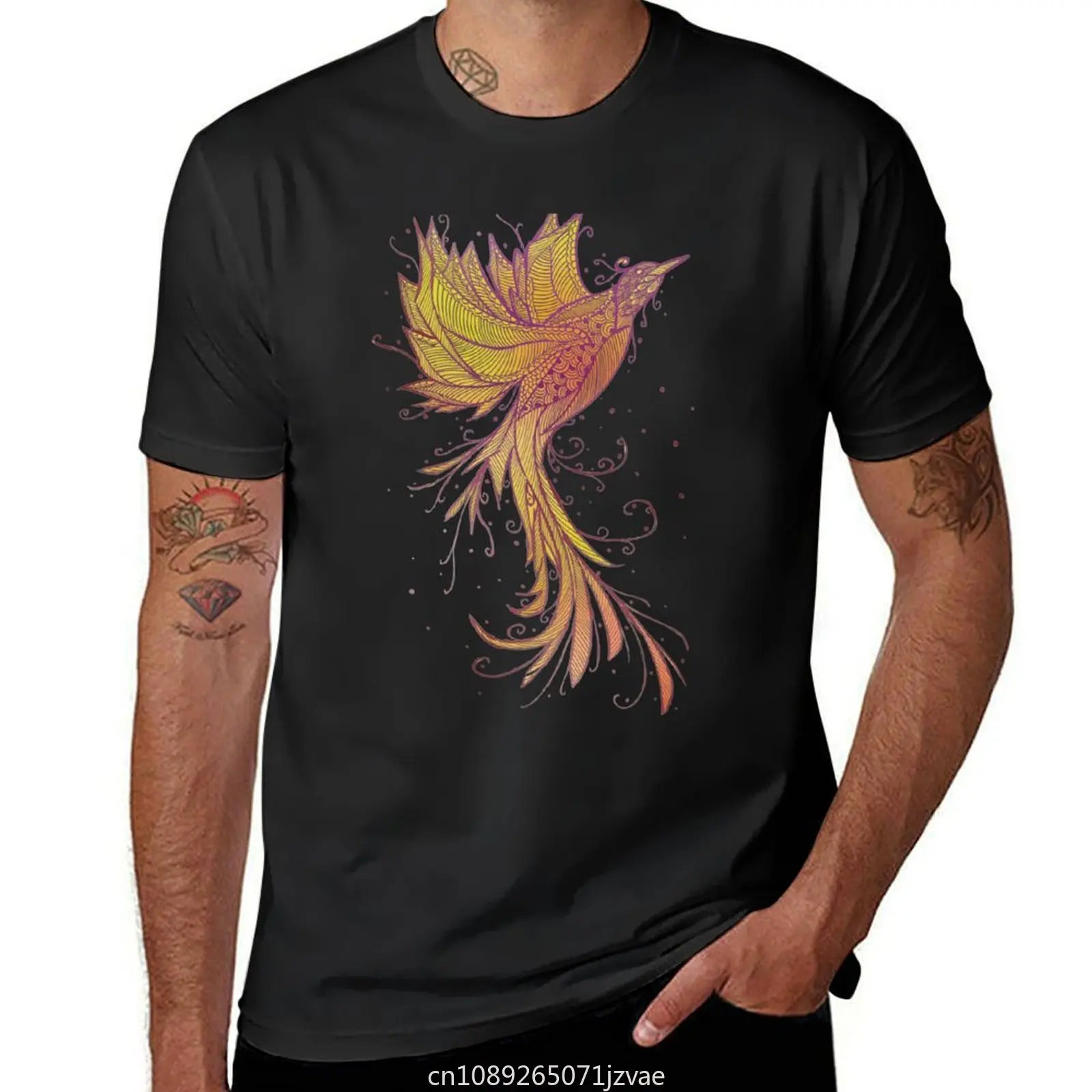 Red Phoenix Lineart Variant T-shirt customizeds oversizeds plus sizes funny t shirts for men