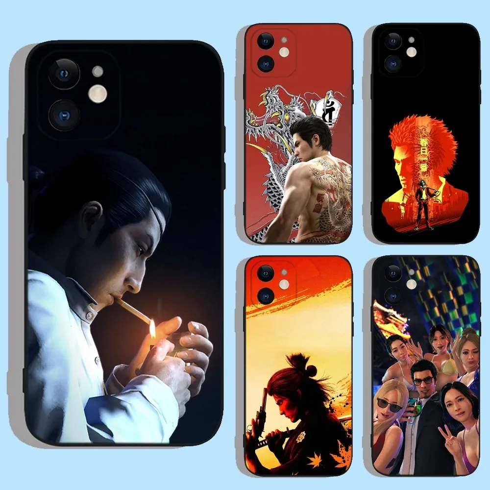 Japanese Game Yakuza Kiryu Dragon Phone Case For iPhone 16,15,14,13,12,11,XS,XR,X,8,7,Pro,Max,Plus,mini Silicone Black Cover