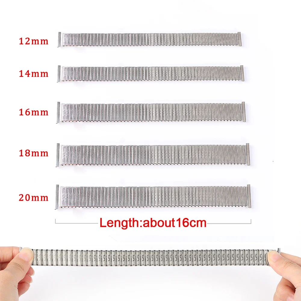 Metal Elastic Watch Band Stainless Steel Watch Bracelet 12/14/16/18/20mm Stretch Expansion Retractable Band Universal Watchband