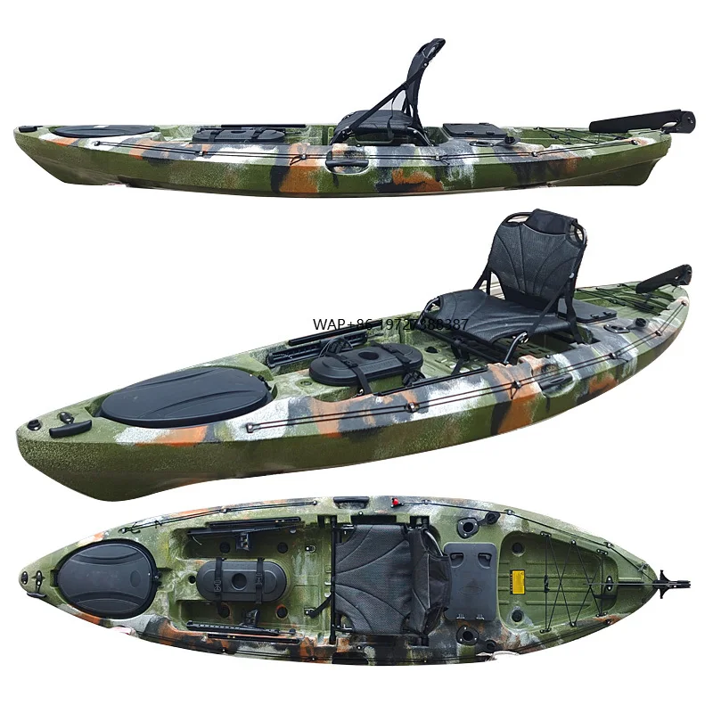 

2021 Hot Sale Water Play Equipment One Single Person Fishing Kayak with Rudder and Foot Rest for Sale