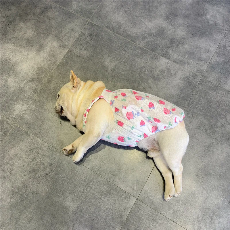 Pet Clothes Fat Dog Dress For Dogs Skirt Floral French Bulldog Dog Dresses Medium Large Clothes For Dogs Clothes Dress Bulldog