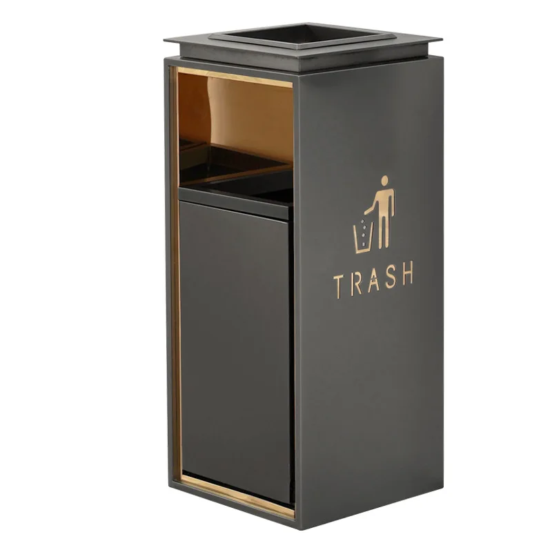 

Stainless steel trash can commercial large hotel lobby vertical ash bucket light luxury shopping mall elevator entrance