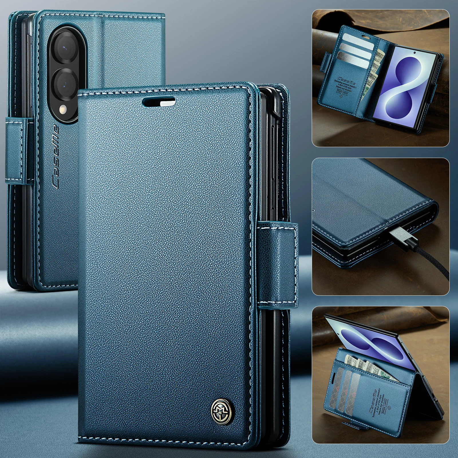 For Samsung Galaxy Z Fold8 5G 2026 Flip Case Leather RFID 360 Protect Book Funda Samsung Z Fold 8 Case Wallet Capa Magnet Cover