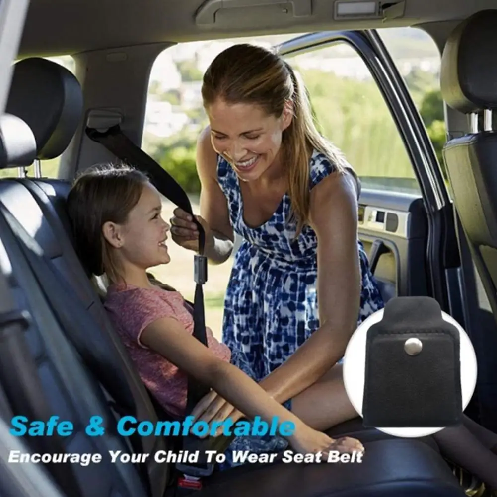 

2/4pcs Car Seat Belt Adjuster PU Leather Black Seat Fixed Belt Clip Anti-stretching Limiter Child Comfortable Protection B8K2