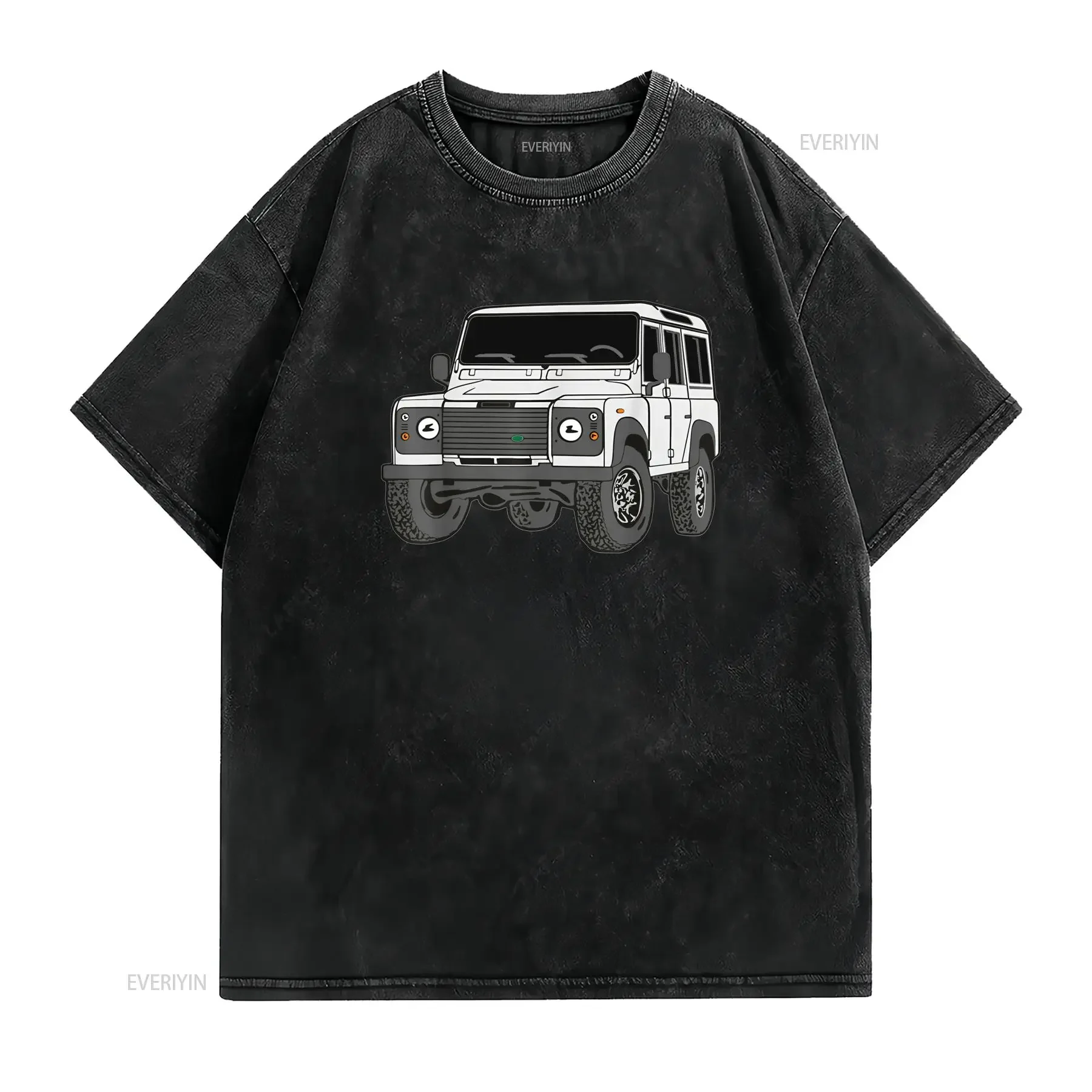 4X4 Defender 110 Off Road Vehicle Logo T Shirt All Season Casual Round Neck with SUV Print Machine Washable for Outdoor