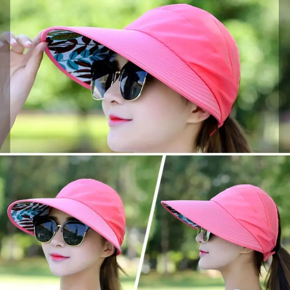 Fashion Foldable Sun Hat Anti-UV Wide Brim Visor Caps Golf Cap Beach Cap Summer