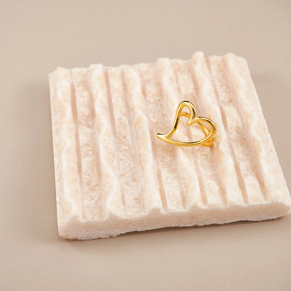 

ENFASHION Cutout Heart Ring For Women Anillos Mujer Gold Color 18K Plated Fashion Jewelry Rings Simple Office Dropship R234208